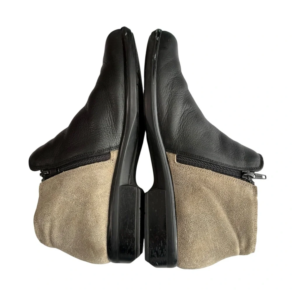 NAOT Helm Womens Ankle Boots Size 41 Dual Zip Black Lthr/Speckled Beige‎